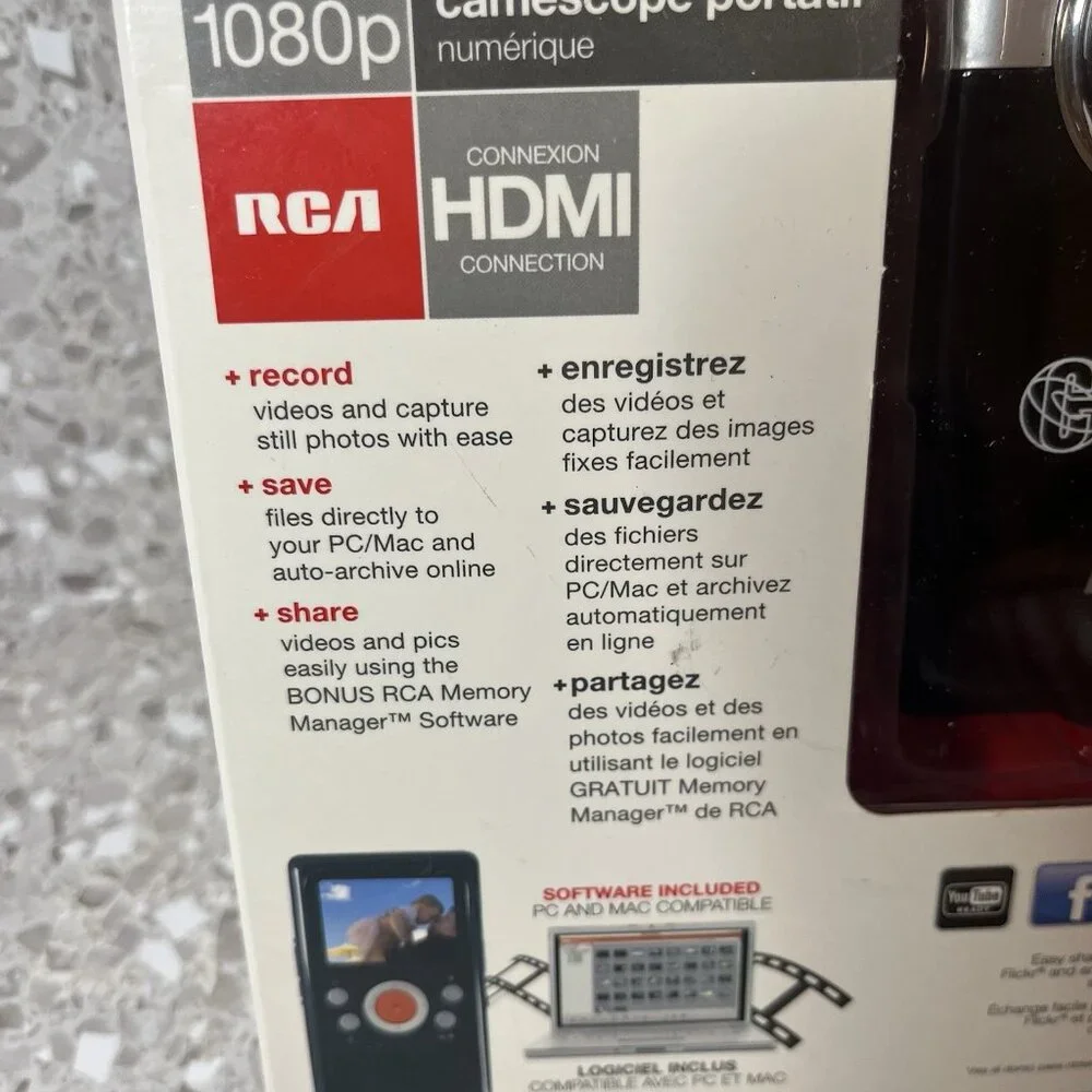 RCA Cognizant EZ3100 Digital Handheld Camcorder HD1080p HDMI Connection Black